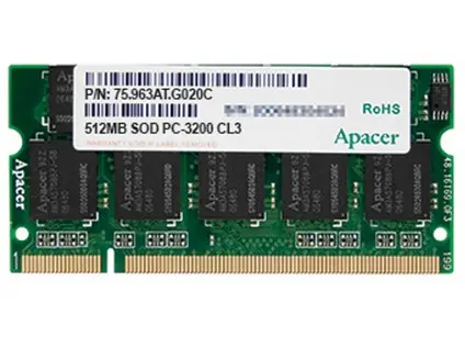 512MB DDR SO-DIMM -40~85°C, 64x8 MC-J Indus.G Apacer, 75.963AT.G020C