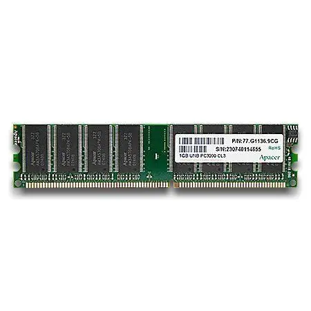1GB DDR UDIMM, PC-3200, 400 MHz, APACER, 77.G1136.44G