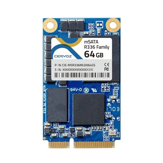 CERVOZ mSATA R336 RO-MLC 64GB, -40~80°C, PowerG, DRAM buffer(CIE-MSR336MLD064GW)