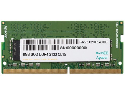 8GB DDR4, 2133 MHz, SO-DIMM, APACER, 0-70°C, 78.C2GF6.4000B